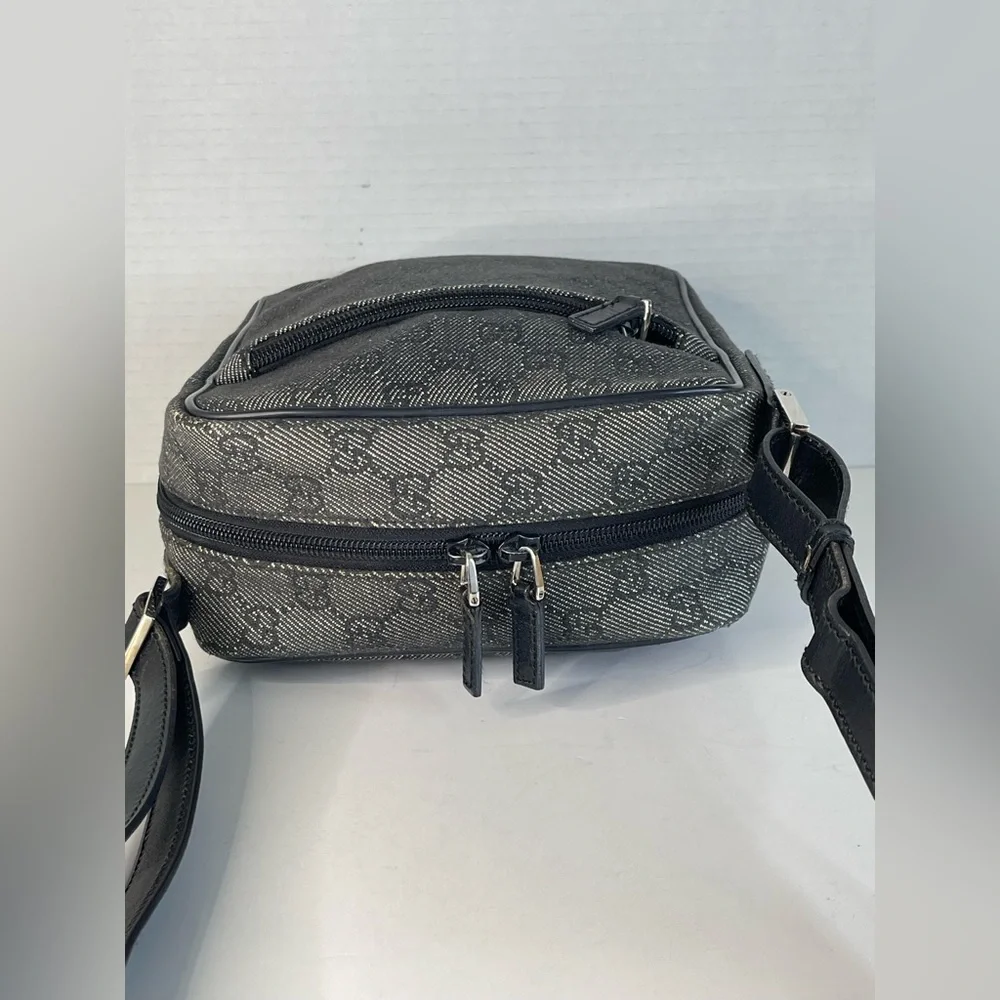 Gucci Black and Gray Monogram Messenger Bag